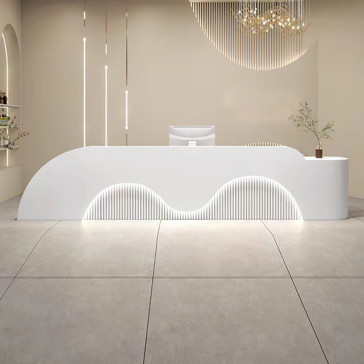 Luxury Curved Reception Desk Beauty Salon Cashier Counter