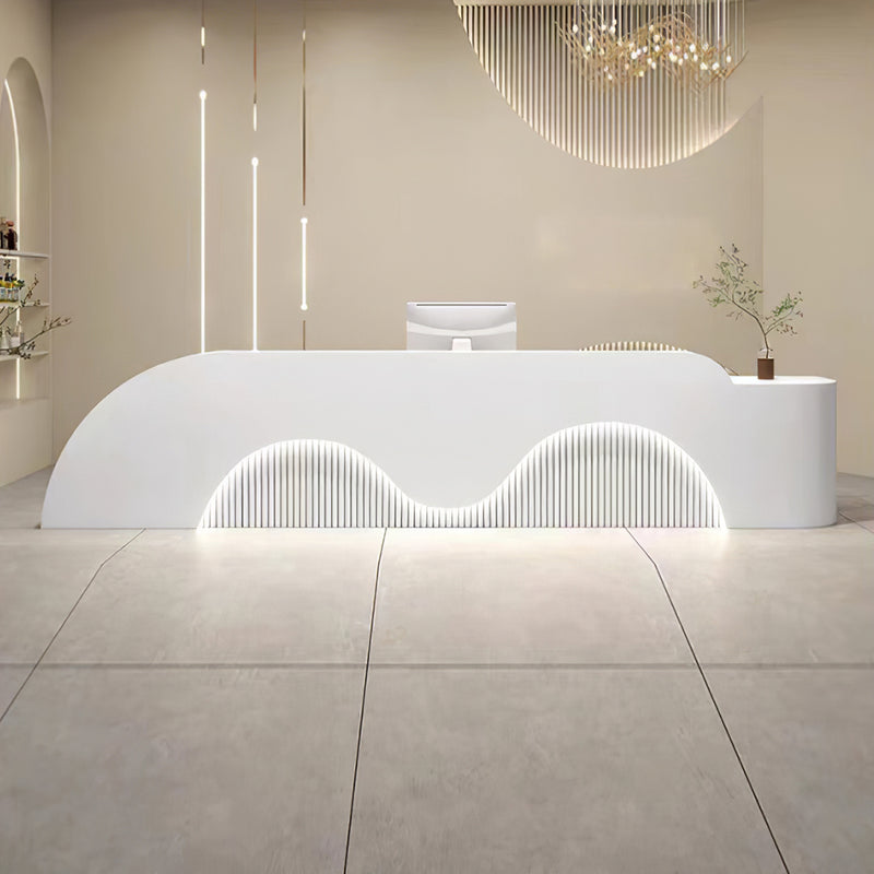 Luxury Curved Reception Desk Beauty Salon Cashier Counter