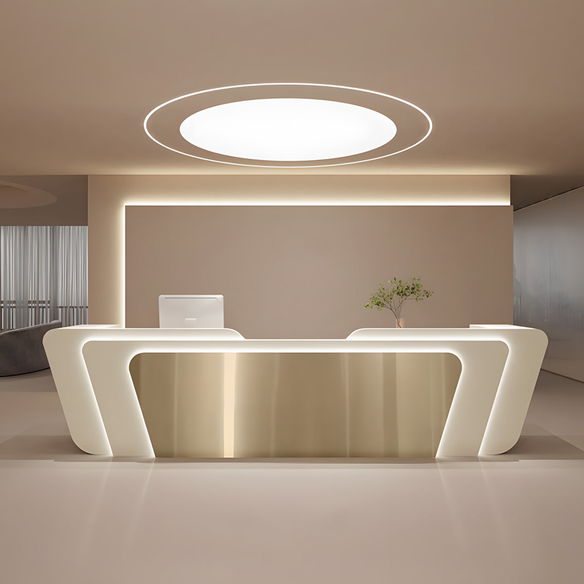 Enhance Front Desk Elegance - LED Stainless Steel Reception Counter ...