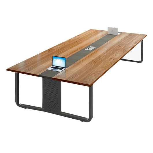 Modern Rectangular Conference Table with Cable Management Box Ziamsya
