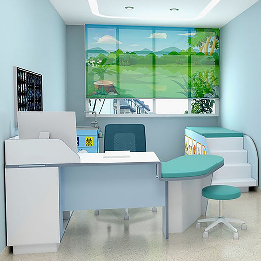Modern Corner Consultation Desk for Doctors with Side Storage Cabinet Zimasya