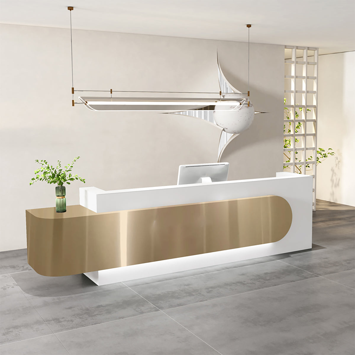Modern Office Reception Desk with Raised Counter Design for Reception Area