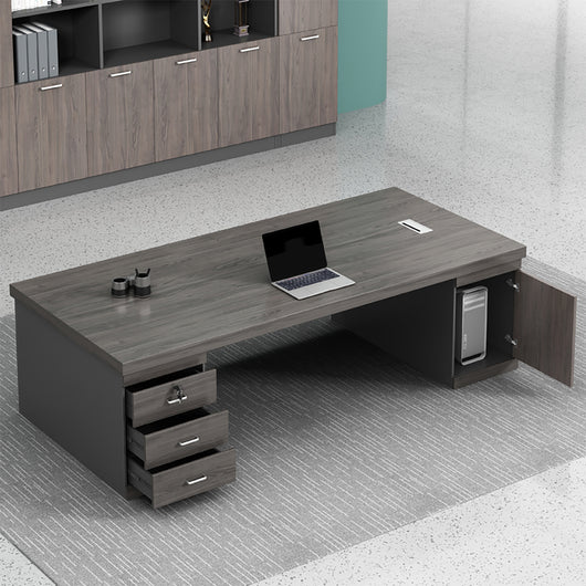 Minimalist Executive Office Desk with Drawers and Cabinet Zimasya