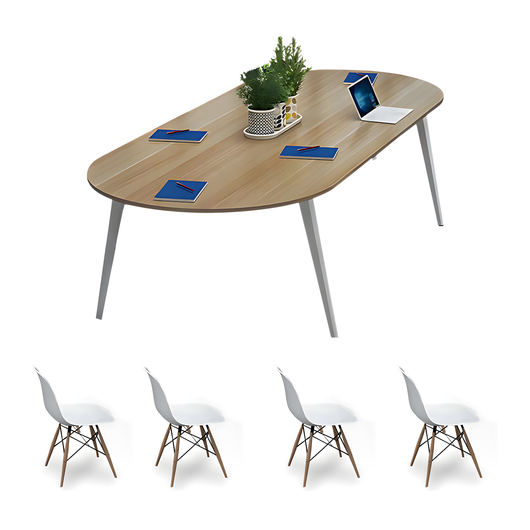 Minimalist Oval Conference Table with Carbon Steel Frame for Office Meeting Zimasya