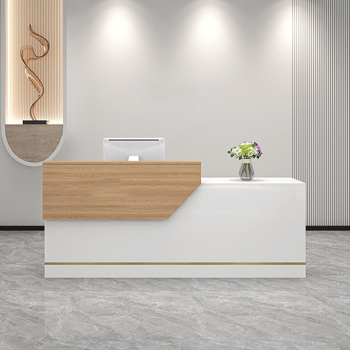 Minimalist Reception Desk with Drawer for Small Shops