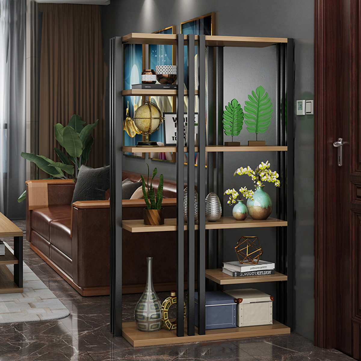 Decorative Partition Screen Storage Shelf for Home