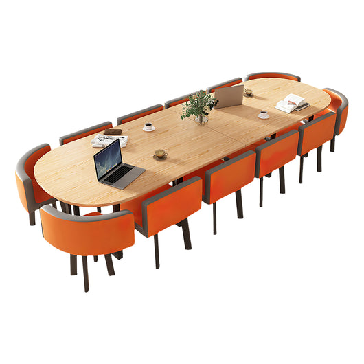 Minimalist Oval Conference Table and Chair Set for Meeting Room Zimasya