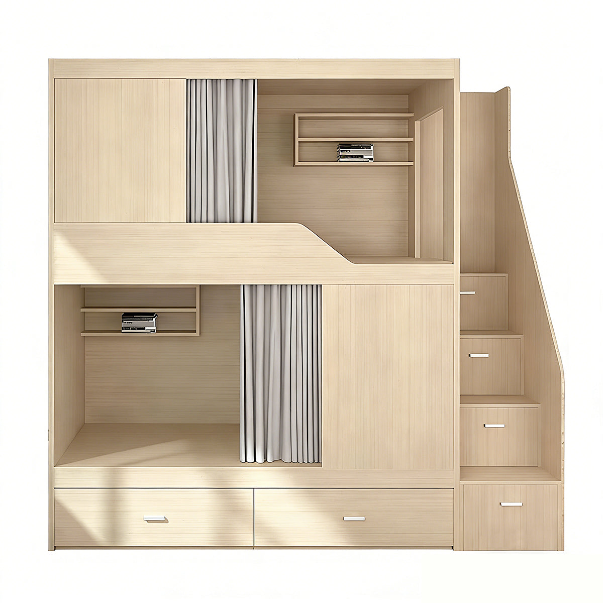 Solid Wood Bunk Bed - Space-Saving Design with Upper and Lower Bunks ...