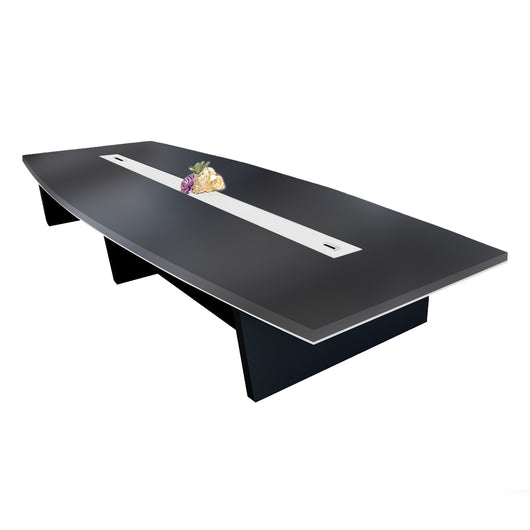 Modern Boat-Shaped Conference Table with Cable Management Ports Zimasya