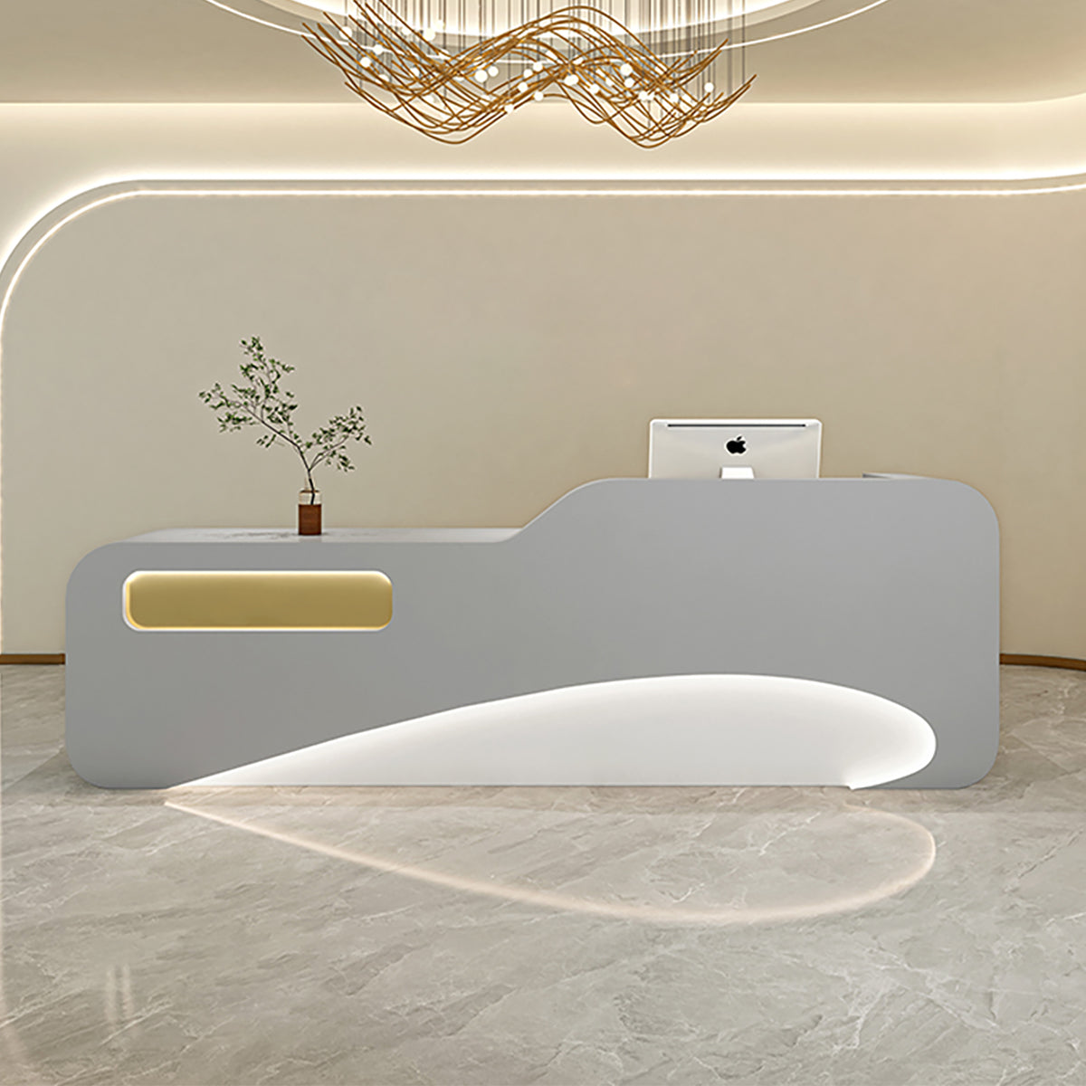 Minimalist Beauty Salon Reception Counter with LED Light