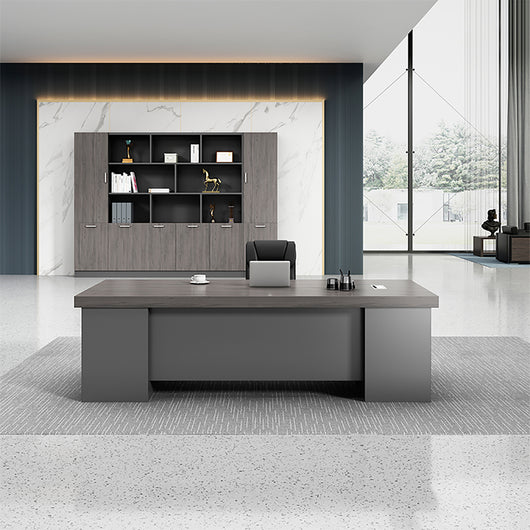 Minimalist Executive Office Desk with Drawers and Cabinet Zimasya