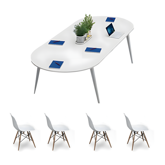 Minimalist Oval Conference Table with Carbon Steel Frame for Office Meeting Zimasya