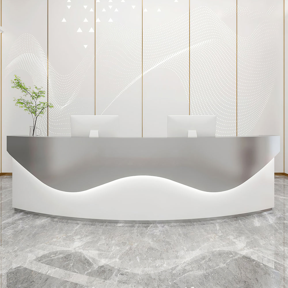 Modern U-Shaped Salon Reception Desk with Stainless Steel