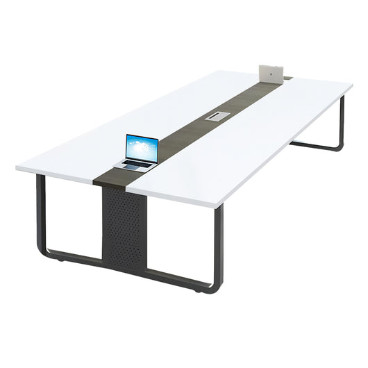 Modern Rectangular Conference Table with Cable Management Box Ziamsya