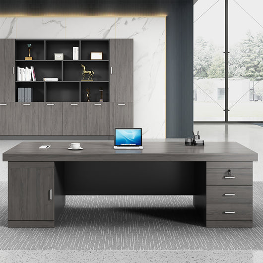 Minimalist Executive Office Desk with Drawers and Cabinet Zimasya