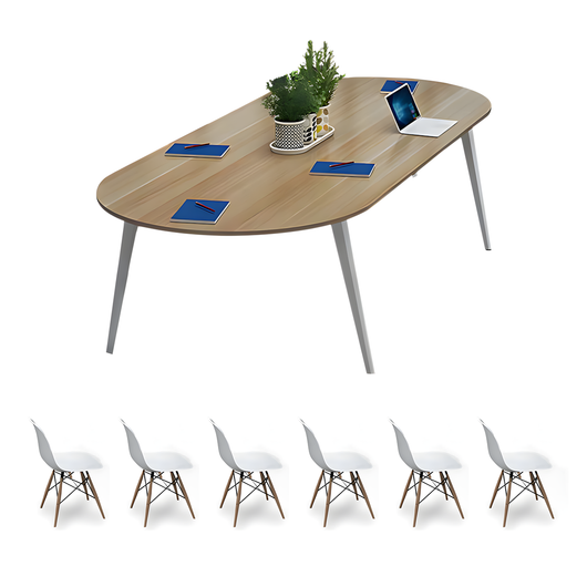 Minimalist Oval Conference Table with Carbon Steel Frame for Office Meeting Zimasya