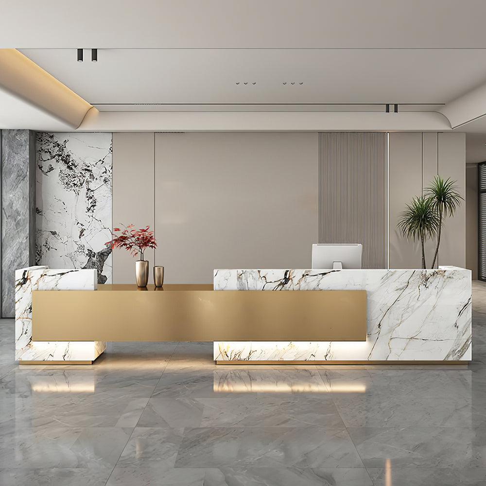 Modern Unique Reception Desk with Storage Cabinet for Office Lobby