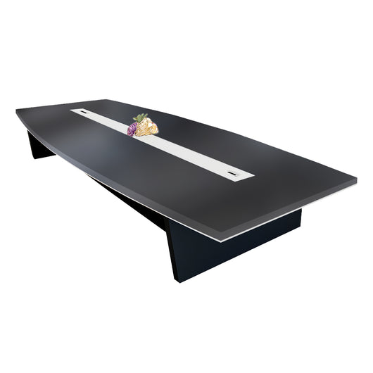 Modern Boat-Shaped Conference Table with Cable Management Ports Zimasya