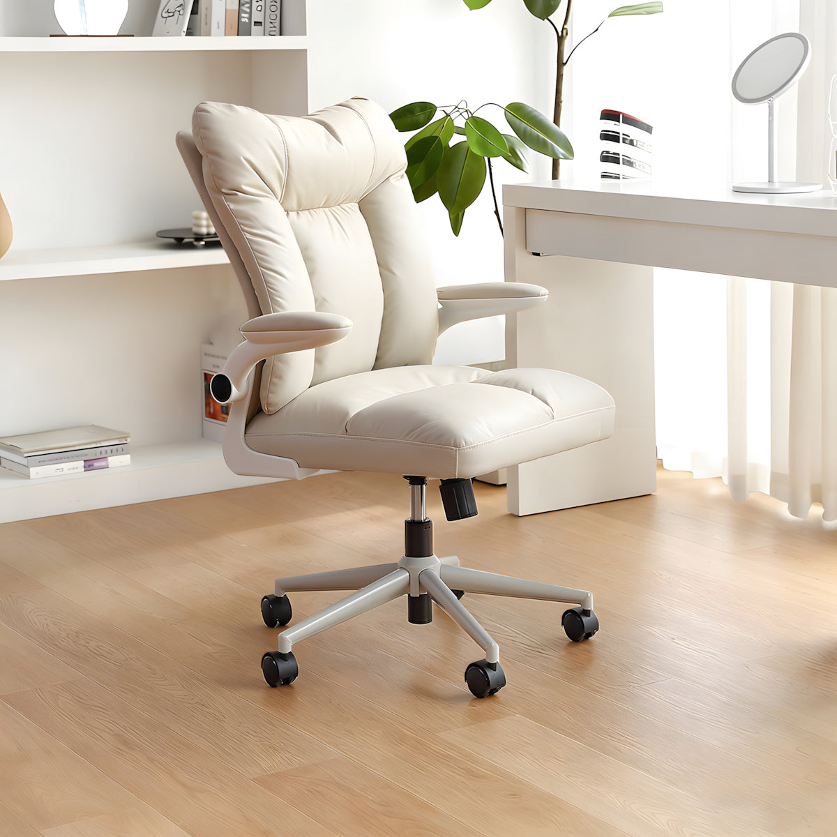 Simple Swivel Office Chair with Armrests for Home Computer Desk