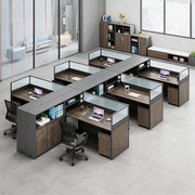 Modern L-Shaped Office Desk with Storage Cabinet and Privacy Panel