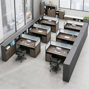 L-Shaped office desk dimensional drawing with measurements (59 color option
