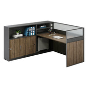 Modern L-Shaped Office Desk with Storage Cabinet and Privacy Panel