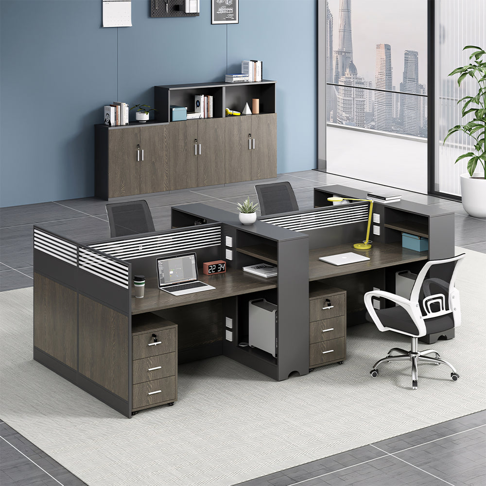 Modern Office Workstation with Storage Shelf and Privacy Panel Zimasya