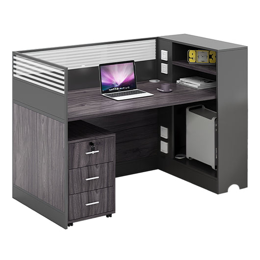 Modern Office Workstation with Storage Shelf and Privacy Panel Zimasya