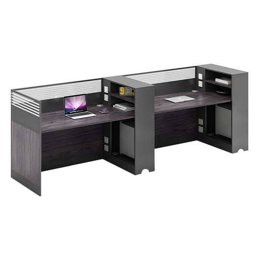 Modern Office Workstation with Storage Shelf and Privacy Panel Zimasya