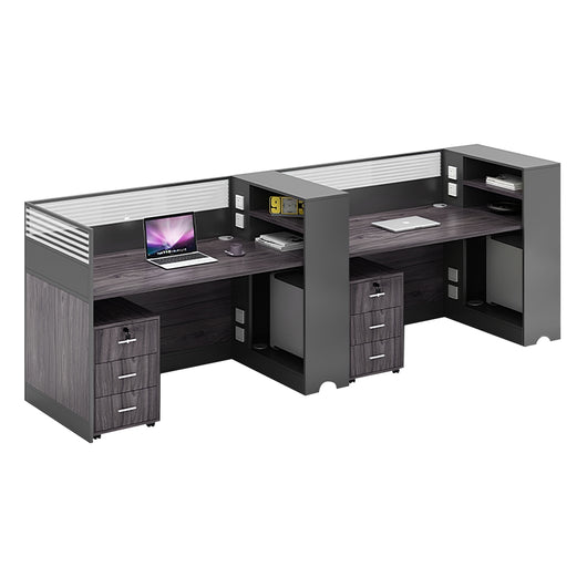 Modern Office Workstation with Storage Shelf and Privacy Panel Zimasya