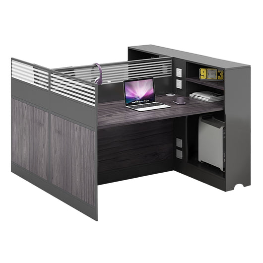 Modern Office Workstation with Storage Shelf and Privacy Panel Zimasya