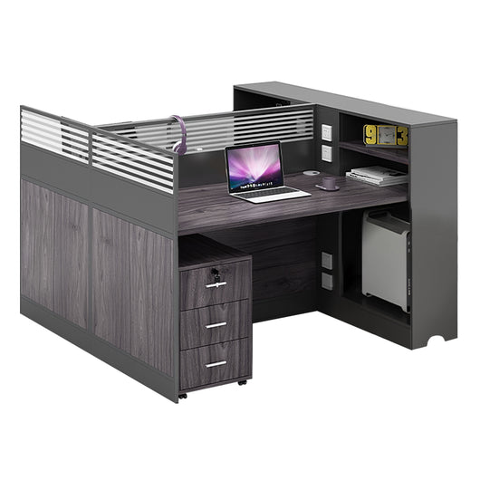 Modern Office Workstation with Storage Shelf and Privacy Panel Zimasya