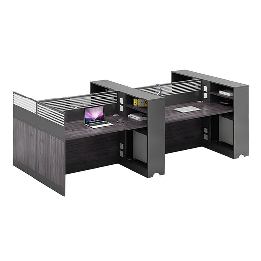 Modern Office Workstation with Storage Shelf and Privacy Panel Zimasya