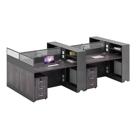 Modern Office Workstation with Storage Shelf and Privacy Panel Zimasya