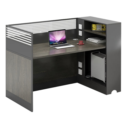 Modern Office Workstation with Storage Shelf and Privacy Panel Zimasya
