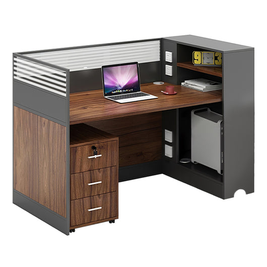 Modern Office Workstation with Storage Shelf and Privacy Panel Zimasya