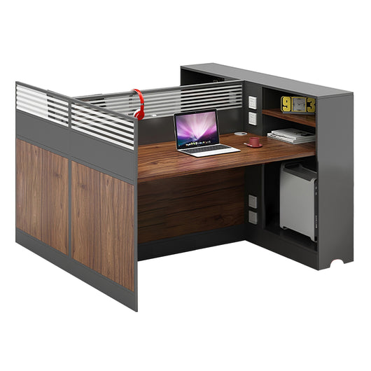 Modern Office Workstation with Storage Shelf and Privacy Panel Zimasya