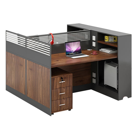 Modern Office Workstation with Storage Shelf and Privacy Panel Zimasya