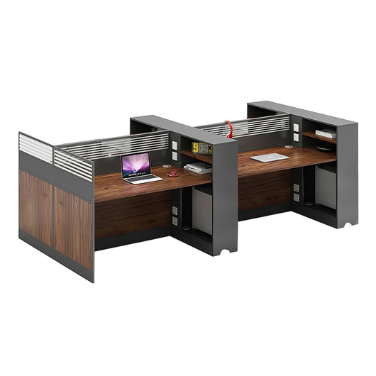 Modern Office Workstation with Storage Shelf and Privacy Panel Zimasya