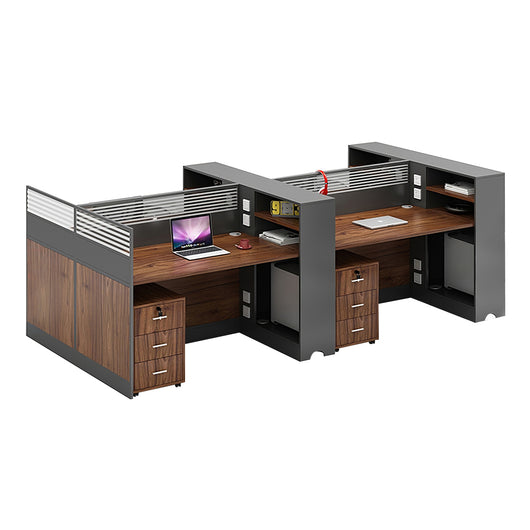 Modern Office Workstation with Storage Shelf and Privacy Panel Zimasya