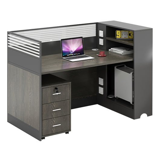Modern Office Workstation with Storage Shelf and Privacy Panel Zimasya