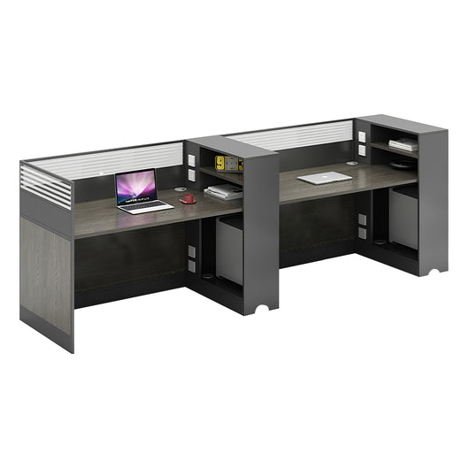 Modern Office Workstation with Storage Shelf and Privacy Panel Zimasya