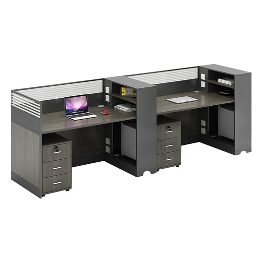 Modern Office Workstation with Storage Shelf and Privacy Panel Zimasya