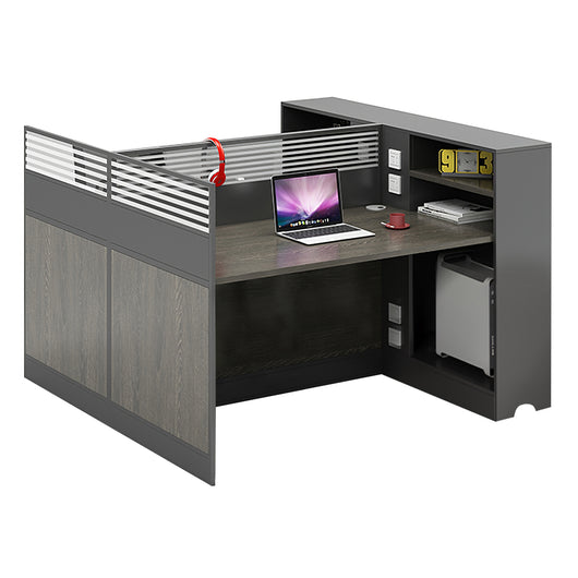 Modern Office Workstation with Storage Shelf and Privacy Panel Zimasya