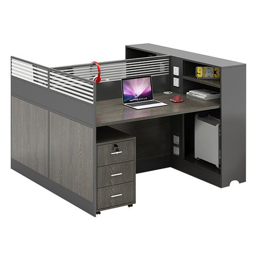 Modern Office Workstation with Storage Shelf and Privacy Panel Zimasya