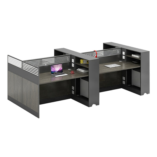 Modern Office Workstation with Storage Shelf and Privacy Panel Zimasya