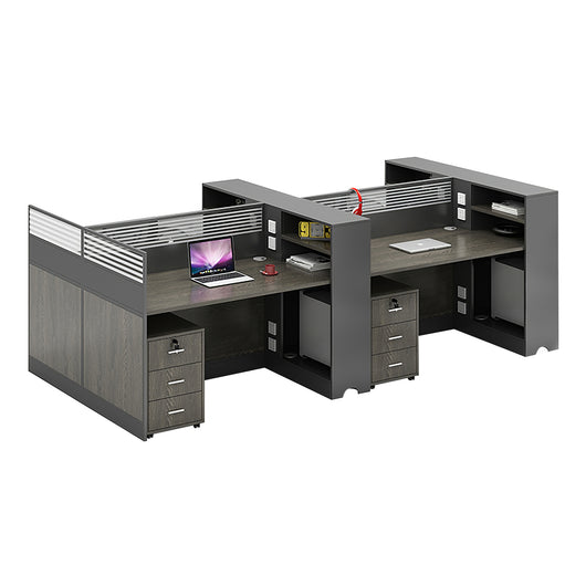 Modern Office Workstation with Storage Shelf and Privacy Panel Zimasya