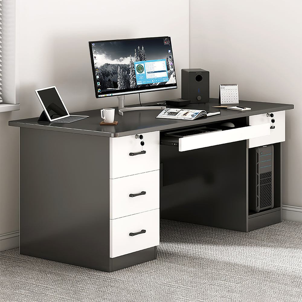 Minimalist Computer Desk with Storage Drawers for Home and Office Zimasya