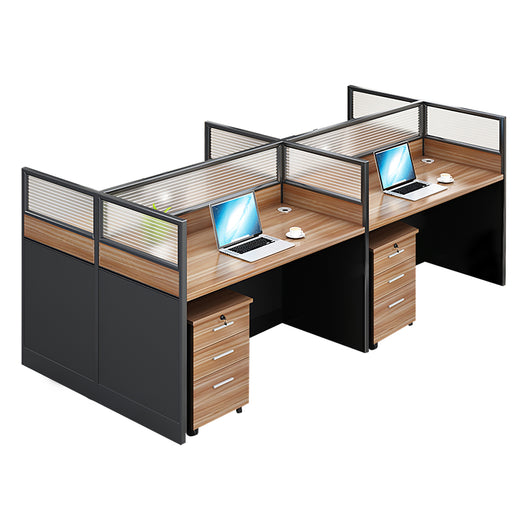 Modern Natural Color Single-Person Office Desk with Privacy Screen Zimasya