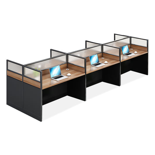 Modern Natural Color Single-Person Office Desk with Privacy Screen Zimasya